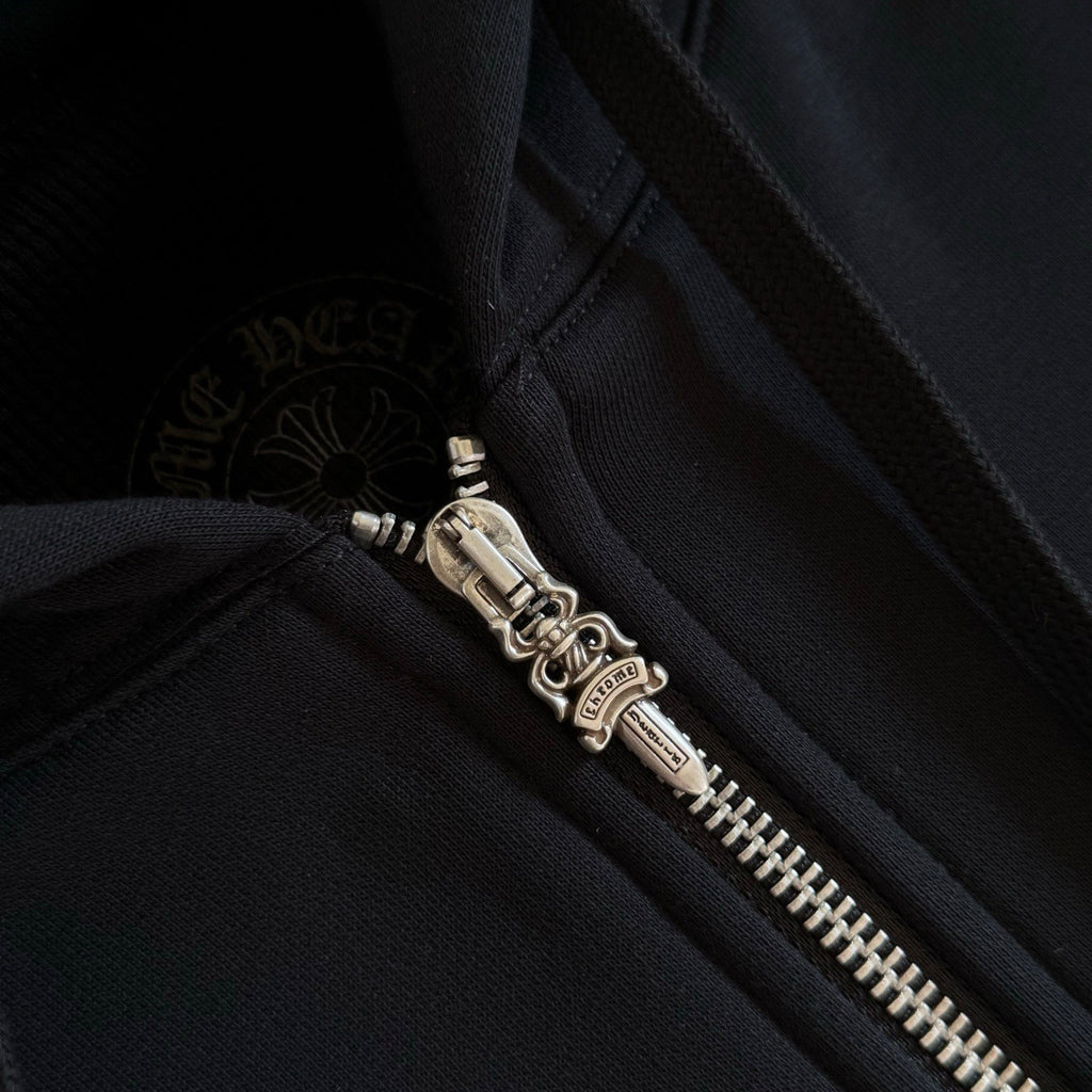 Chrome Hearts Distressed American Flag Zip Hooded Sweatshirt #336049