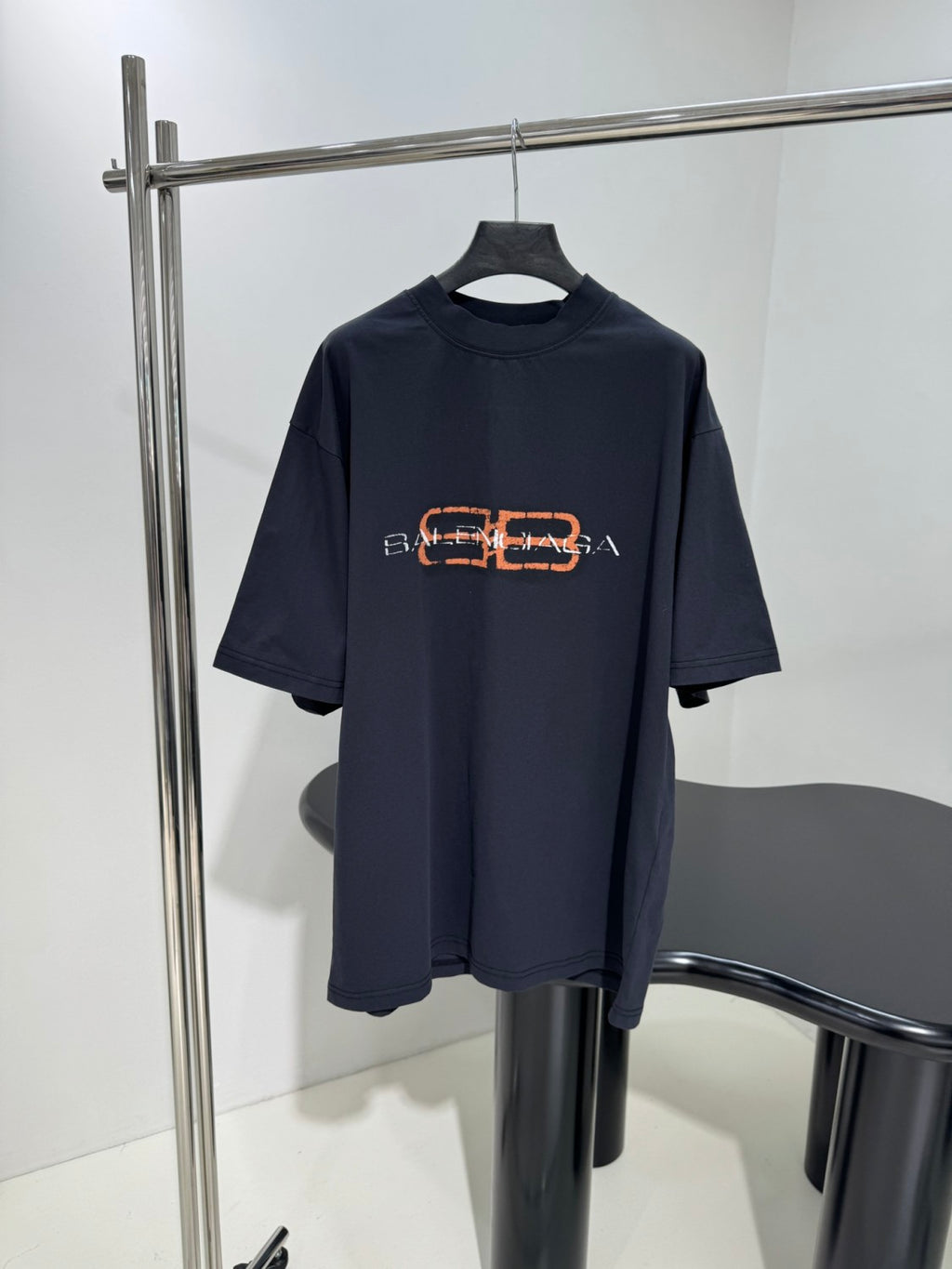 Balenciaga BB ICON STENCIL Men's Summer Fashion Casual Crew Neck Vintage Plain Knit Oversized Loose Fit T-Shirt #78613