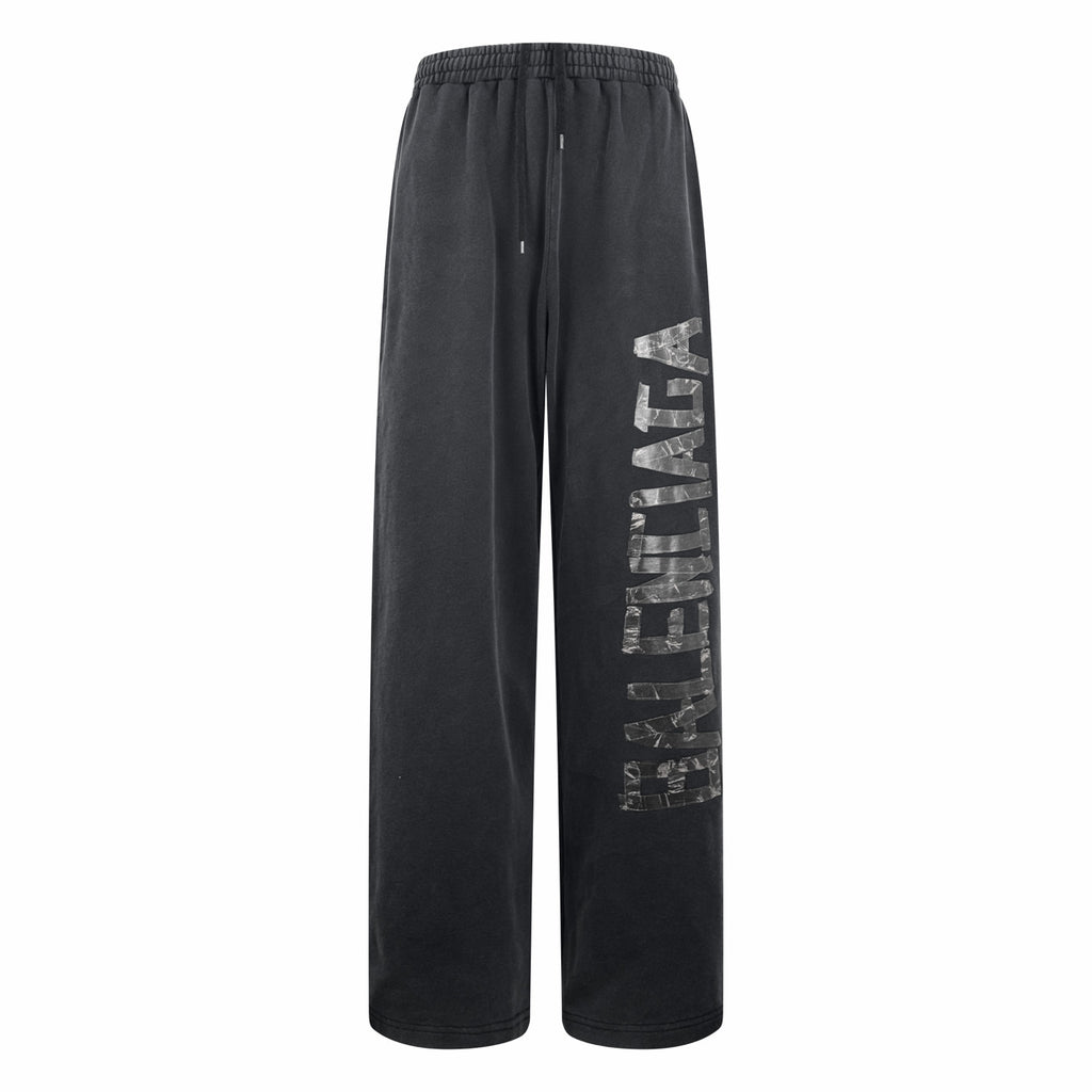 Balenciaga Men's Transparent Tape Baggy Pants Faded Black #336332