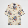 Prada Men's Women's Summer Floral Print Cotton Bowling Shirt Hawaiian Beach Style Short Sleeve Shirt T-shirt Ngvp #1495