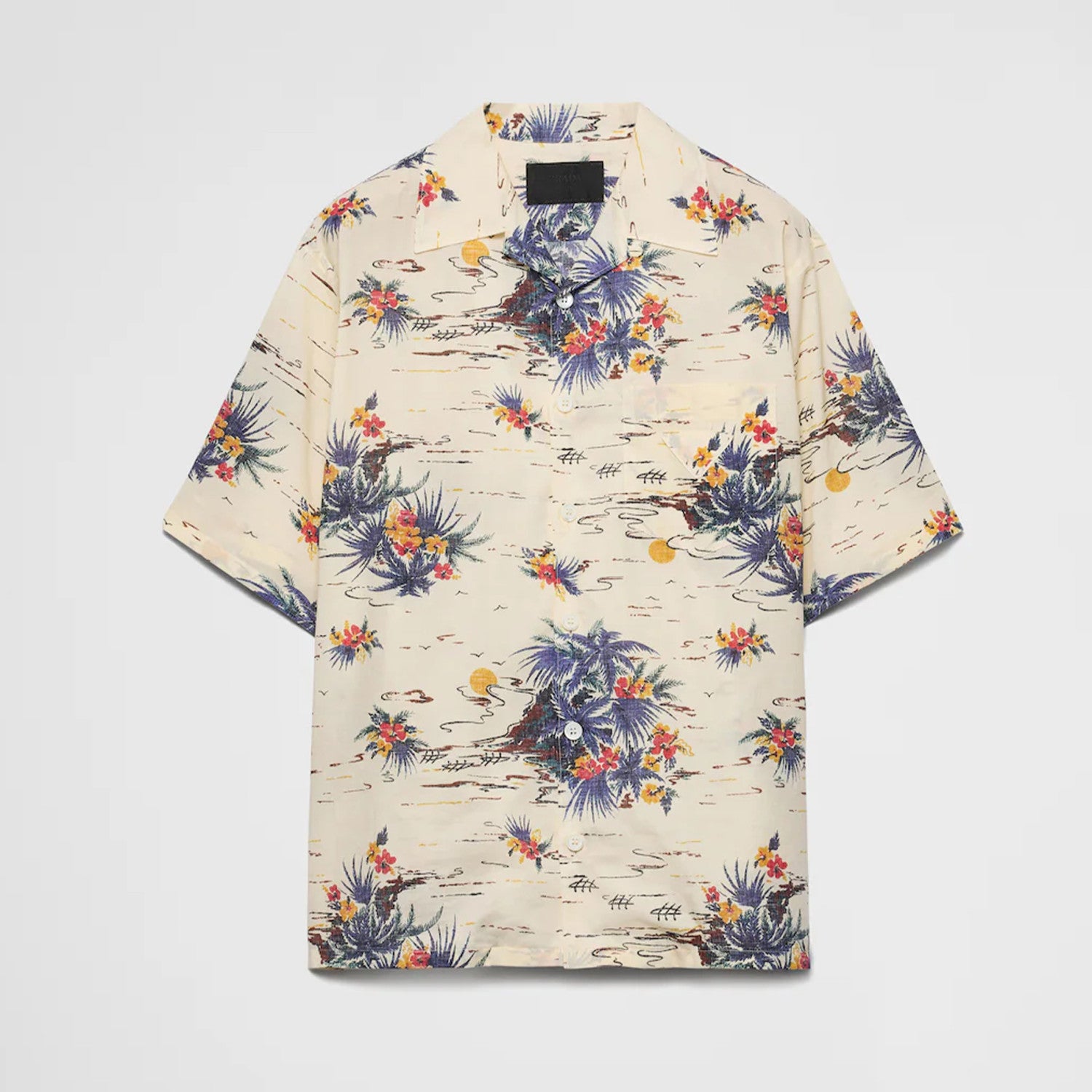 Prada Men's Women's Summer Floral Print Cotton Bowling Shirt Hawaiian Beach Style Short Sleeve Shirt T-shirt Ngvp #1495