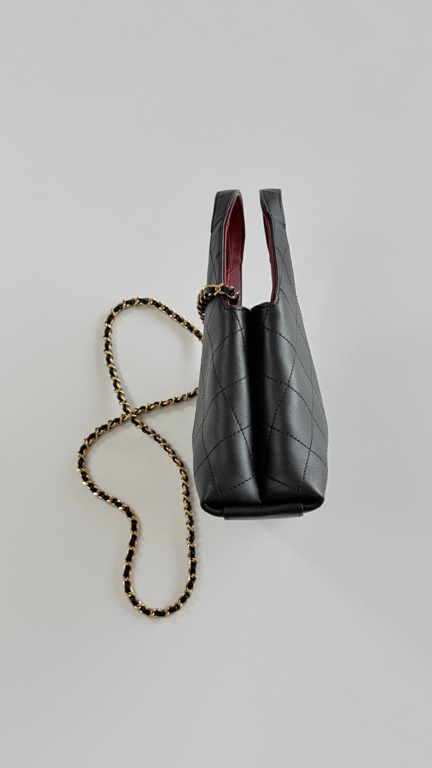 Chanel Small Calfskin And Gold-toned Metal Black Shopping Bag 2026 Haute Artisanat Collection V-shaped Tote Bag Bags AS6390 #197508