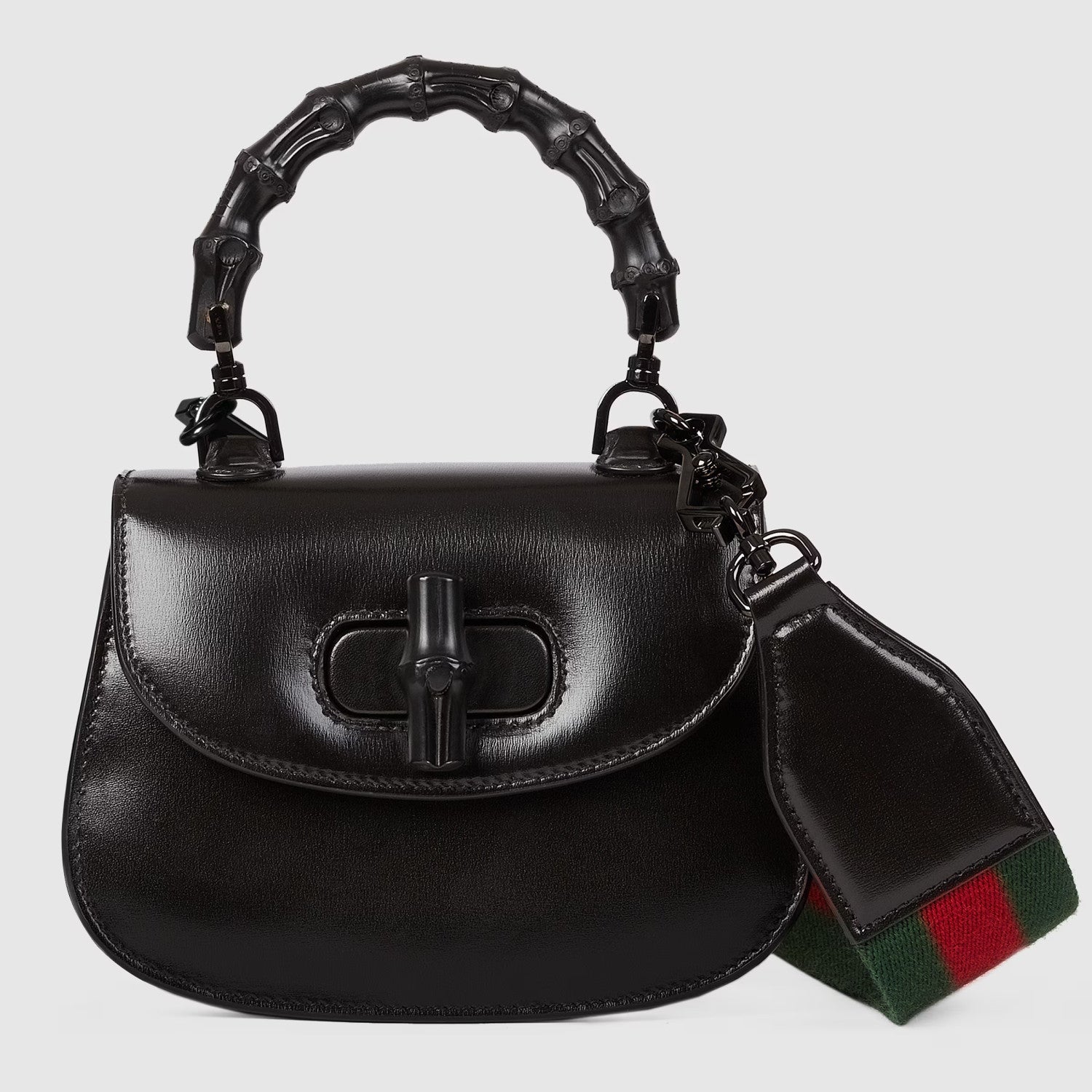 Gucci Bamboo 1947 Mini Bag Black Clutch With Classic Red And Green Strap Stylish Refined Trendy Crossbody Bags #81963A