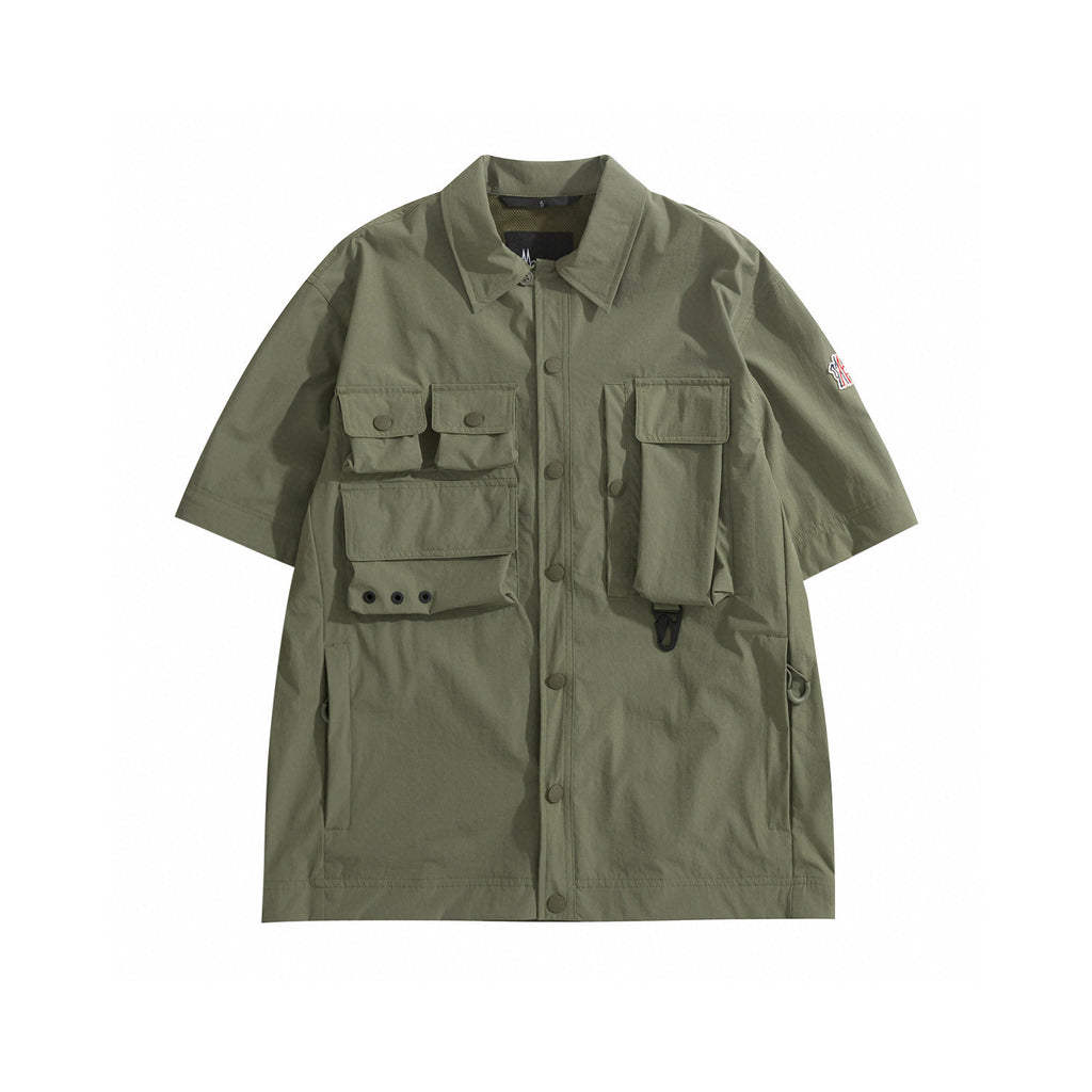 Moncler Men's Spring/Fall Casual Single-Breasted Solid Color Multi Pocket Detachable Sleeve Workwear Jacket #78895