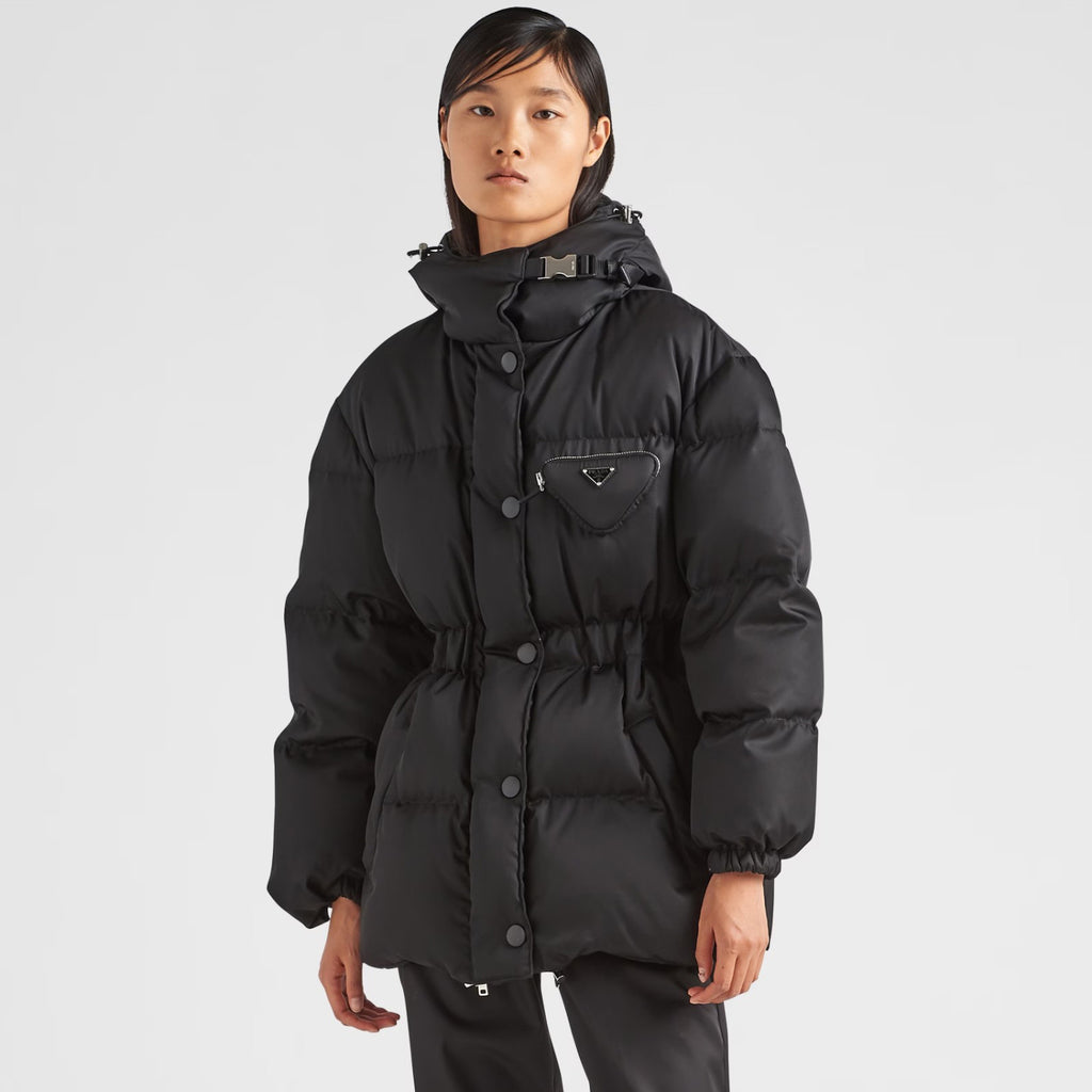 Prada Men's Winter Black Hooded Hooded Recycled Re-Nylon Puffer Down Coat Jacket #97298