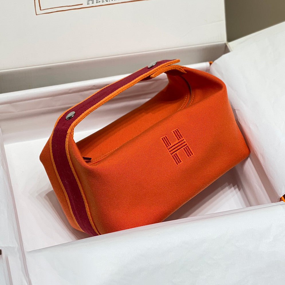 Hermes Classic Casual Color Block Canvas Tote Bag Makeup Bag Toiletry Bag Bags #78245