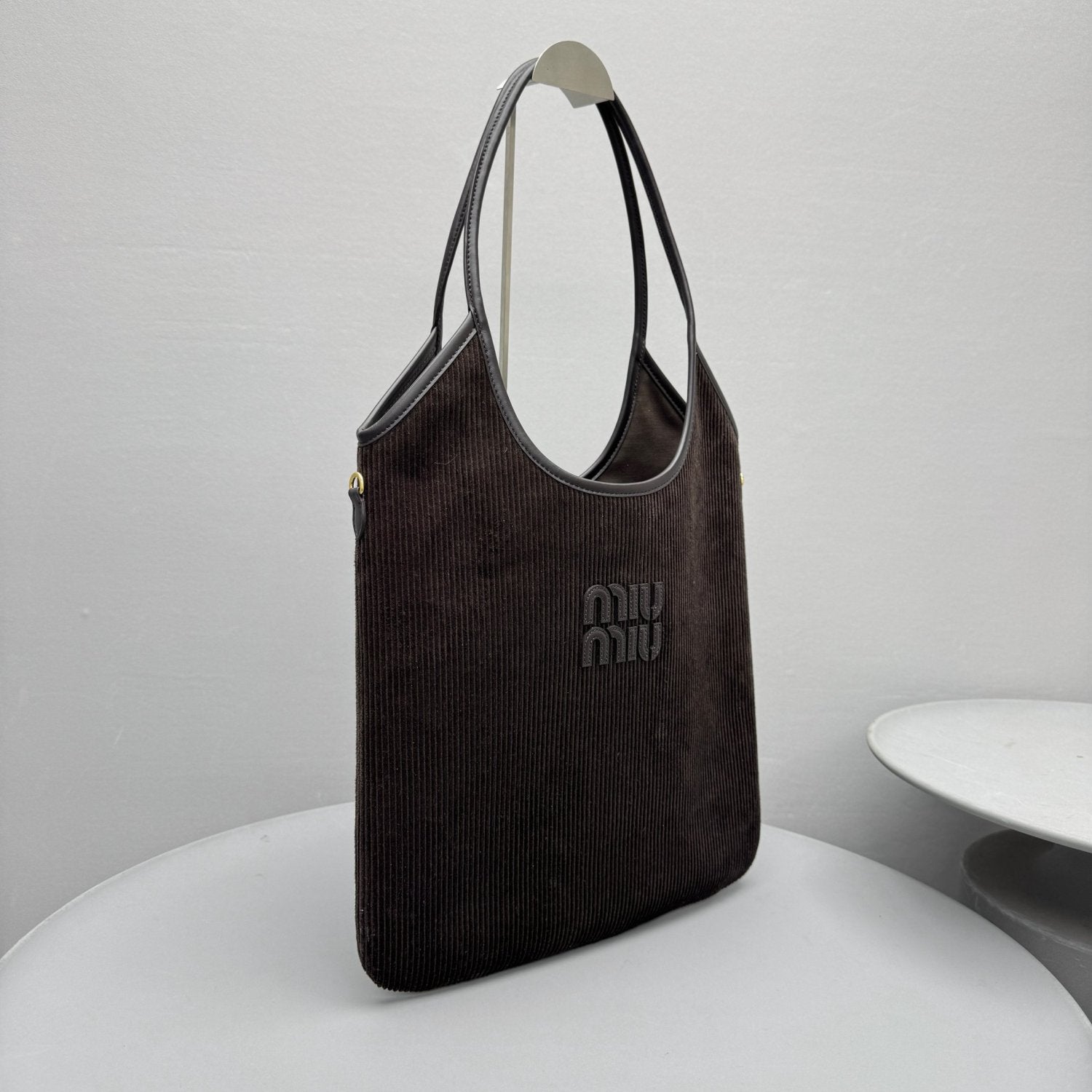 MiuMiu Light Blue Ivy Tote Bag Fashionable Casual Large-capacity Shoulder Bag With Handles Solid Color Logo Suede Bags #84214A