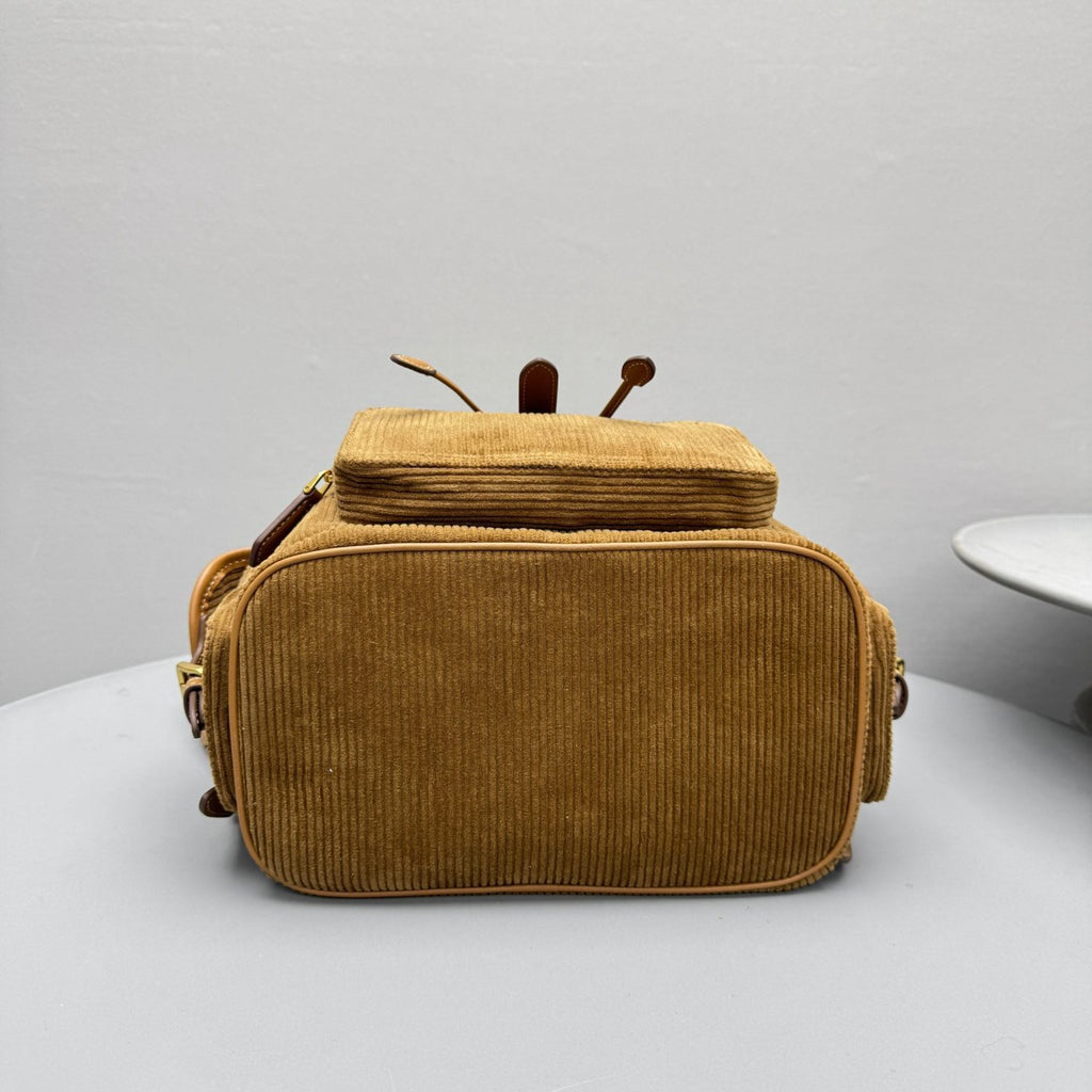 MiuMiu Large Cinnamon Corduroy Backpack #334155