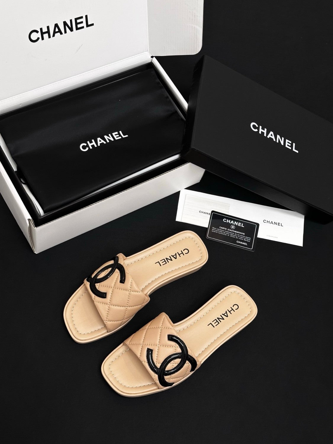Chanel CC Vintage Diamond Slippers#380066