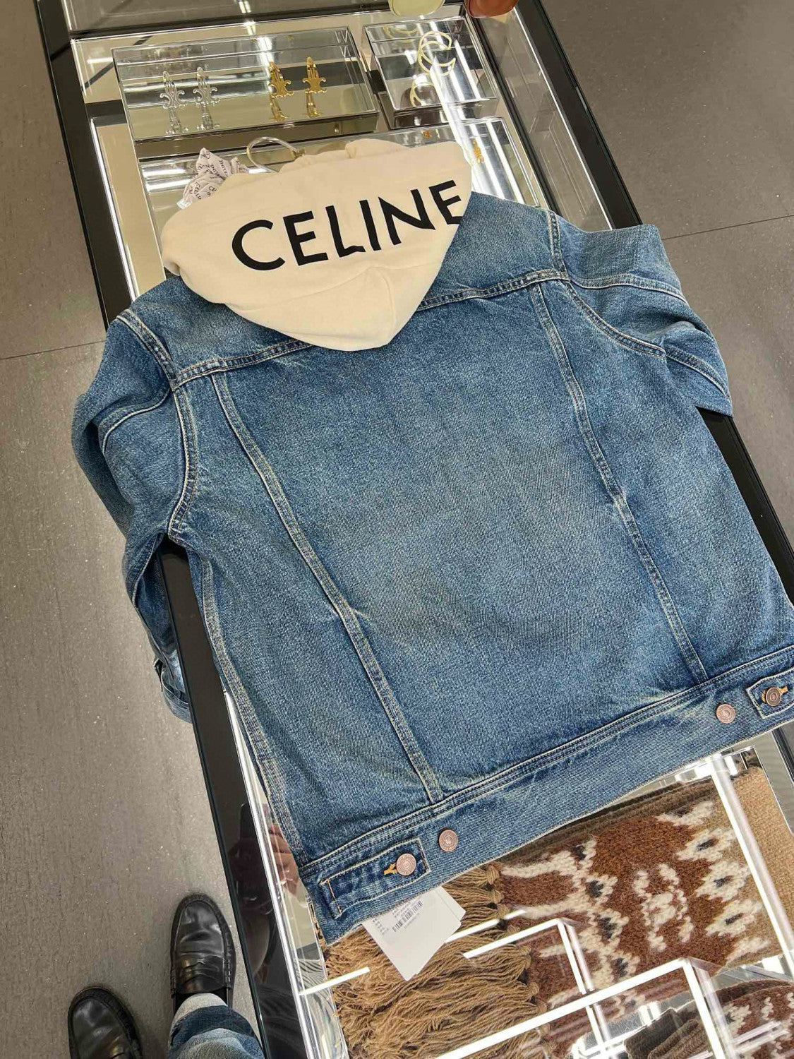 Celine Men's Autumn Blue Denim Single Breasted Hooded Jacket #97489