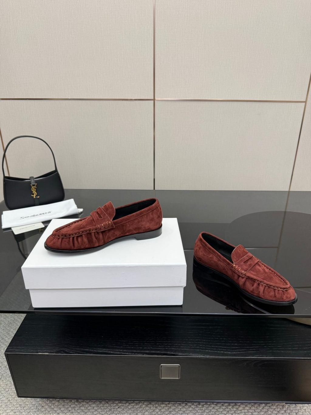 Saint Laurent Women's Autumn/Winter Fashion Casual Sheepskin Suede Round Toe Slip On Flat Loafers Casual Shoes #78376
