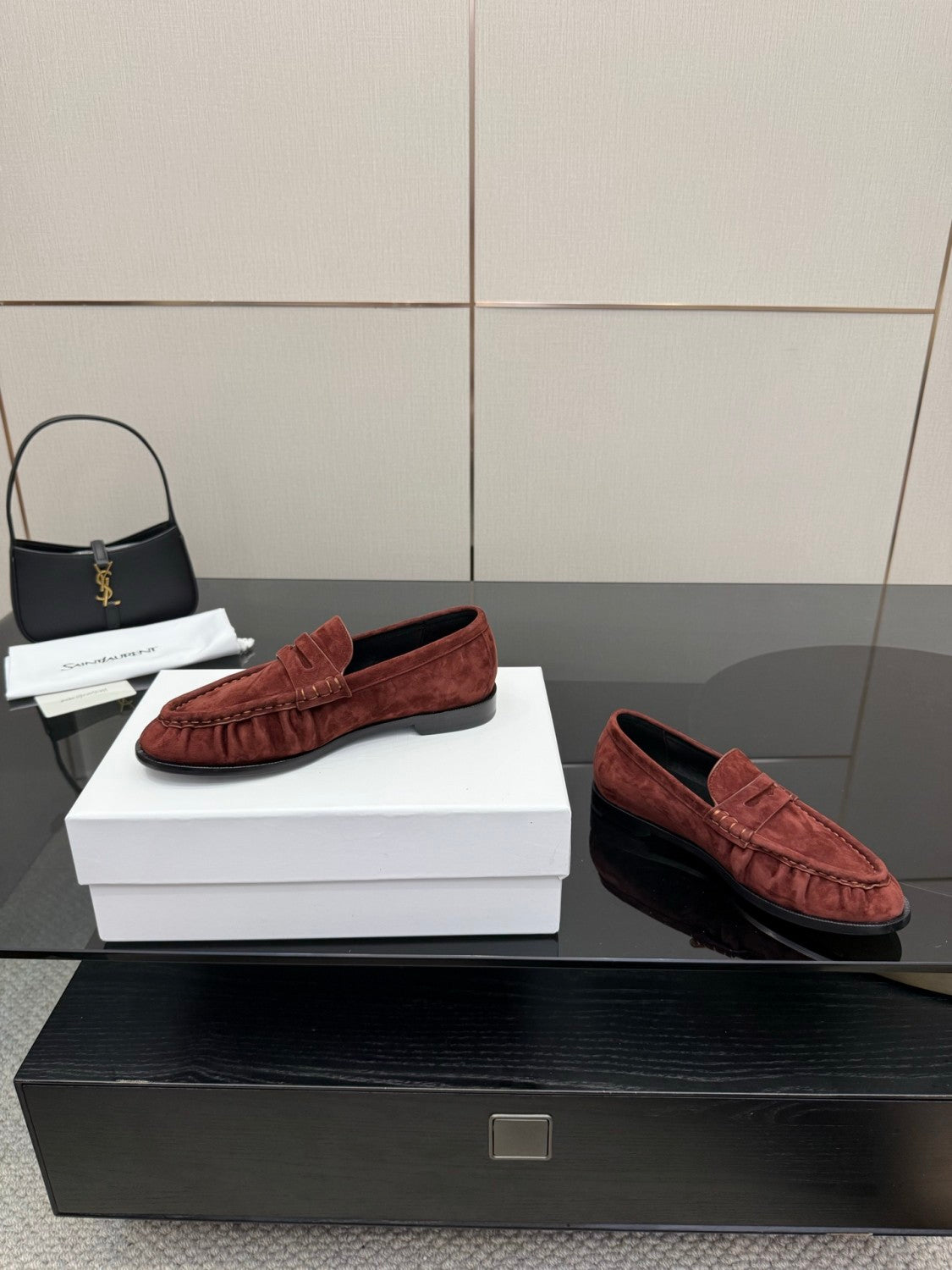 Saint Laurent Women's Autumn/Winter Fashion Casual Sheepskin Suede Round Toe Slip On Flat Loafers Casual Shoes #78376
