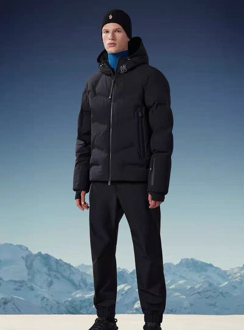 Moncler Men's Winter Solid Color Logo Printed Hooded Zipper Long Sleeve Arcesaz Short Puffer Down Jacket #98135