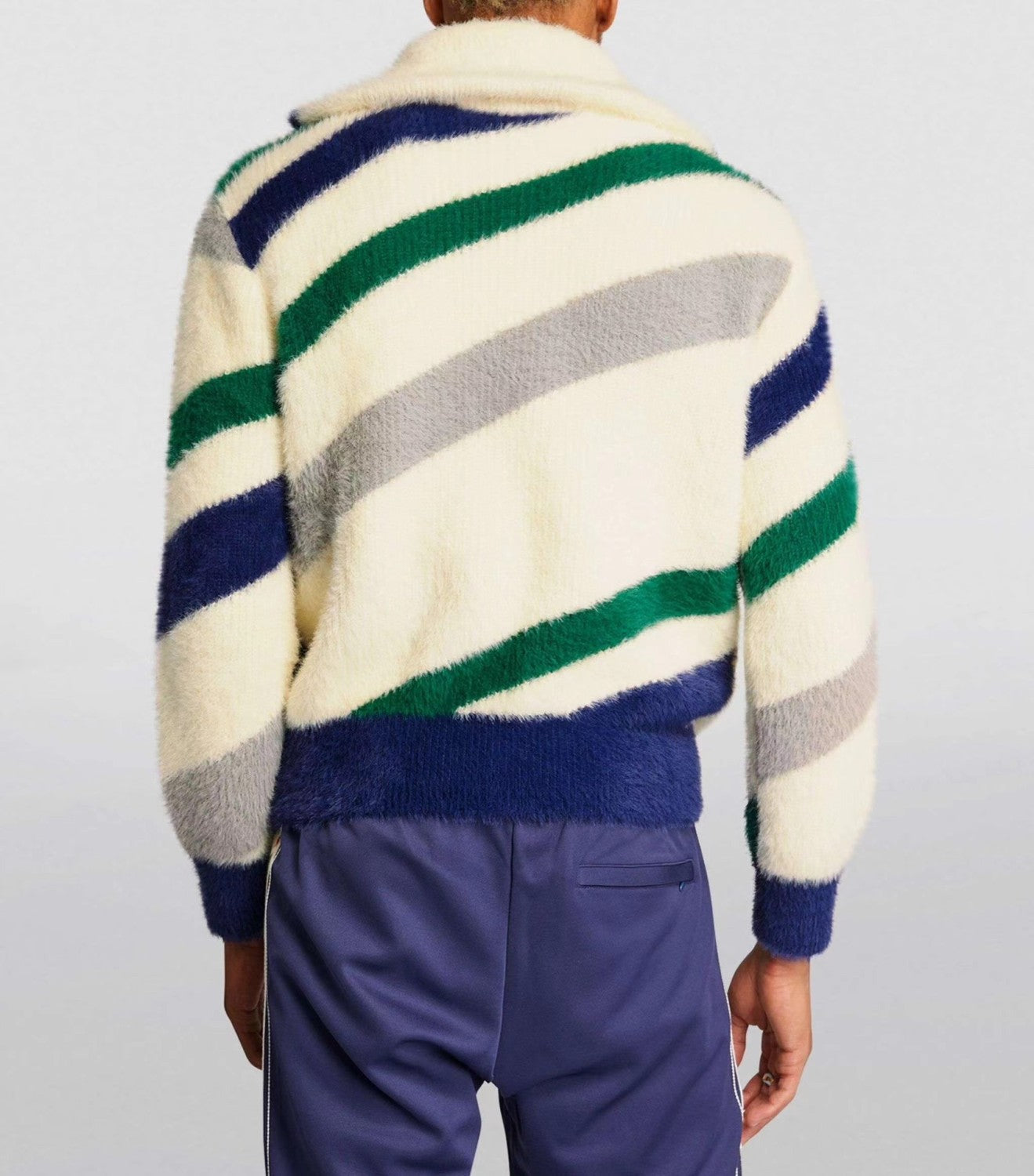 Casablanca Men's Fall and Winter Brushed Texture Slanted Stripe Pattern Long Sleeve Sweatshirt Zipper Jacket #72716
