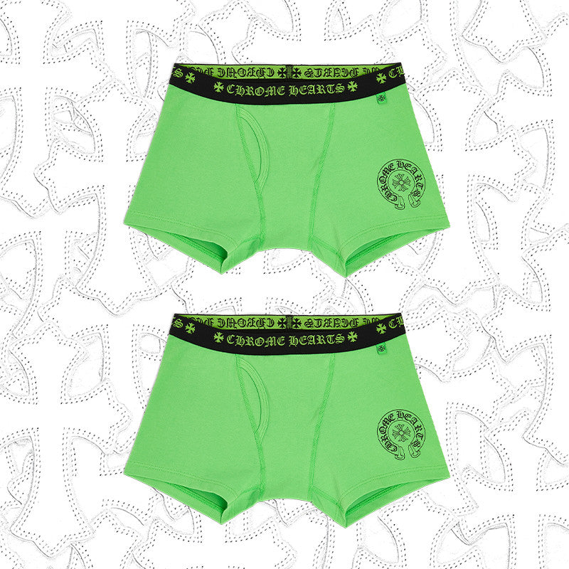 NlGO Chrome Hearts Men's And Women's Pure Color Sanskrit Print Cotton High Elasticity Boxer Briefs Underwear #77394