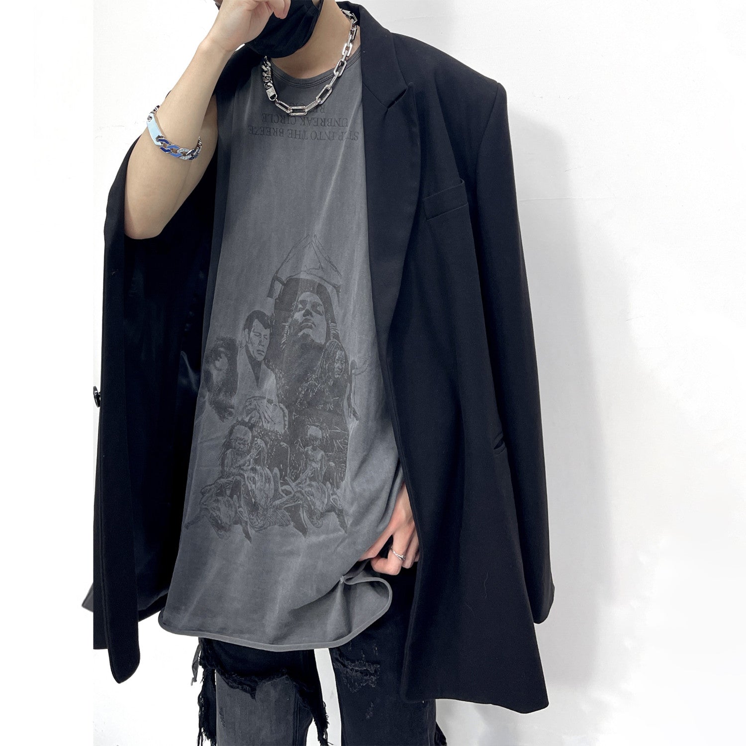 Raf Simons Men's Women's Spring Summer Religious Printed Washed Aged Tied Sleeveless Vest High Street Trend Sleeveless T-Shirt Ngvp #1654