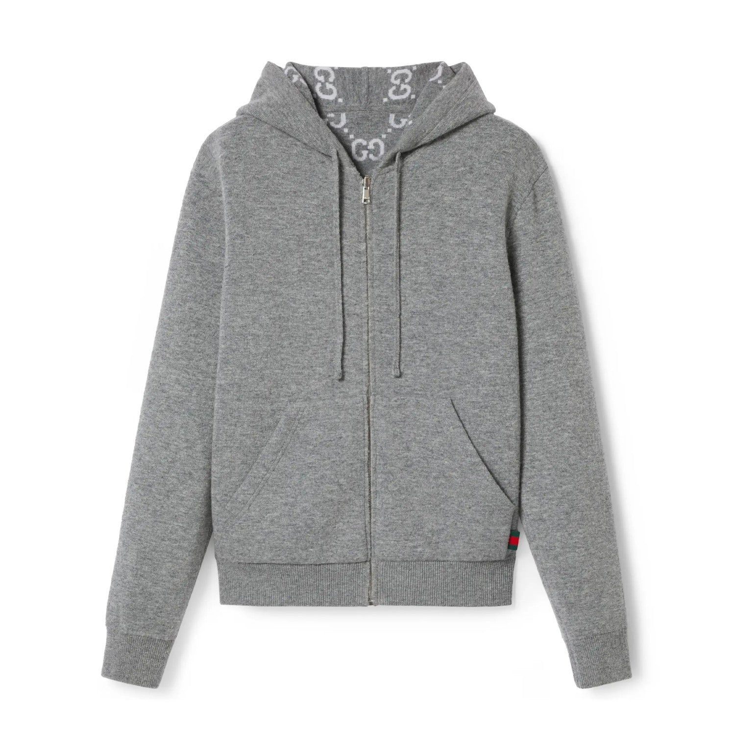 Gucci Men's Autumn and Winter Gray Full Printed Reversible Hooded Zipper Long Sleeve Jacket #74292