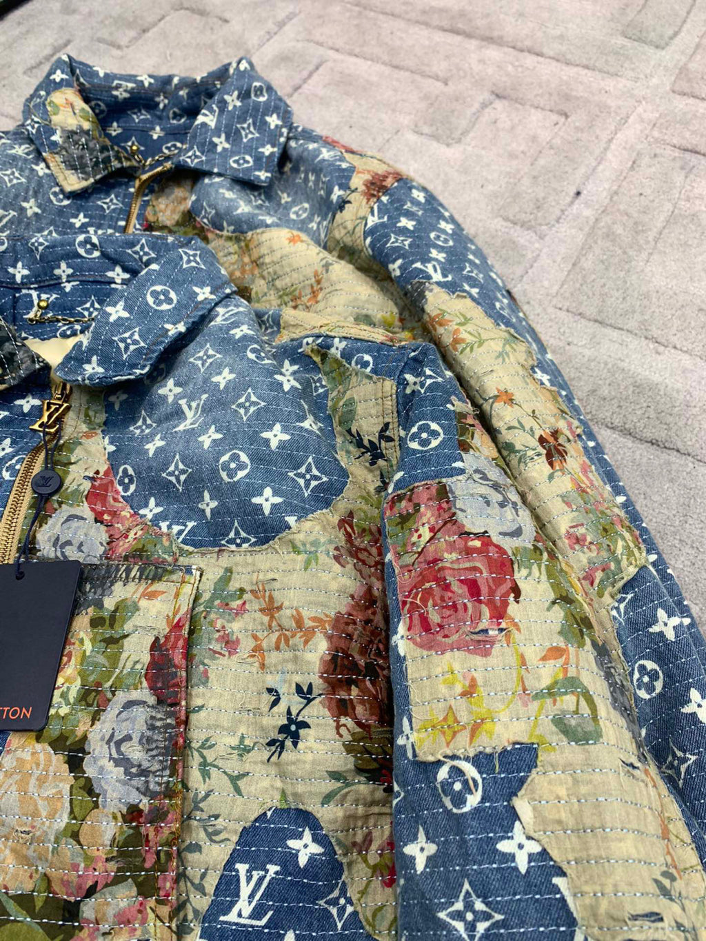 Louis Vuitton Floral Print Denim Zip Jacket #96522
