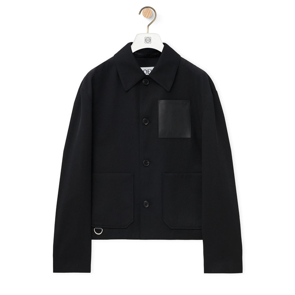 Loewe Men's Autumn And Winter Wool Work Jacket Solid Colour Pockets Loose Fit Lapel Single-breasted Fashion Casual Jacketï»? #71842