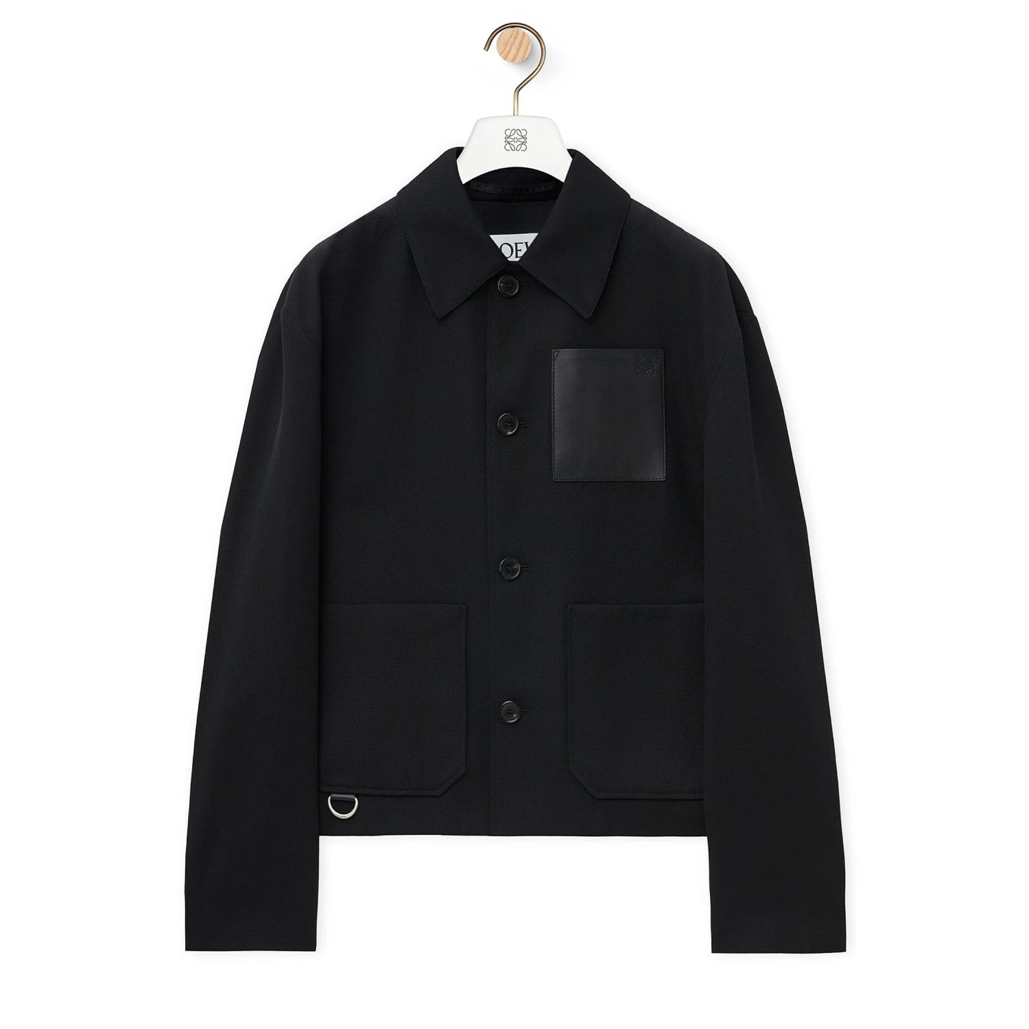Loewe Men's Autumn And Winter Wool Work Jacket Solid Colour Pockets Loose Fit Lapel Single-breasted Fashion Casual Jacketï»? #71842