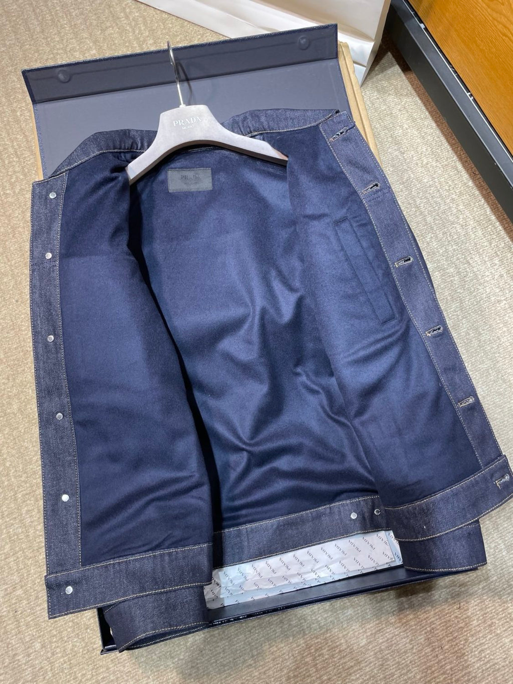 PRADA Navy Denim And Suede Blouson Jacket #334279