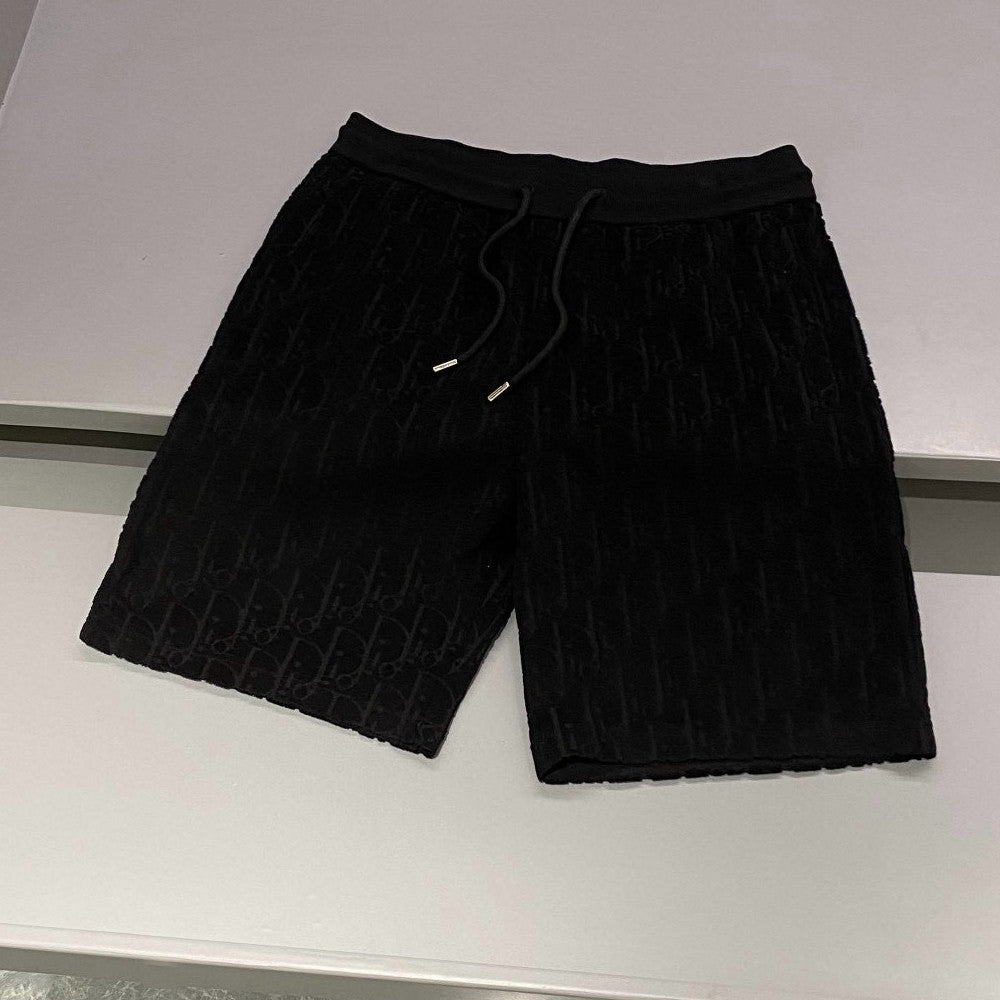 Dior Men's Summer Monogrammed Jacquard Solid Color Lace-Up Shorts Pants #98871