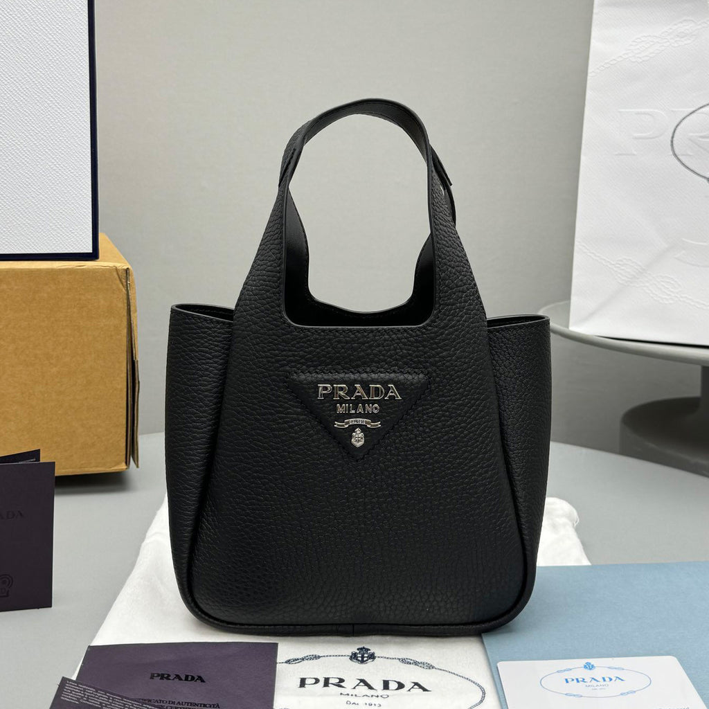 Prada Women's Solid Color Fashion Classic Leather Grain Basket Tote Bag Bucket Bag Bags #78182