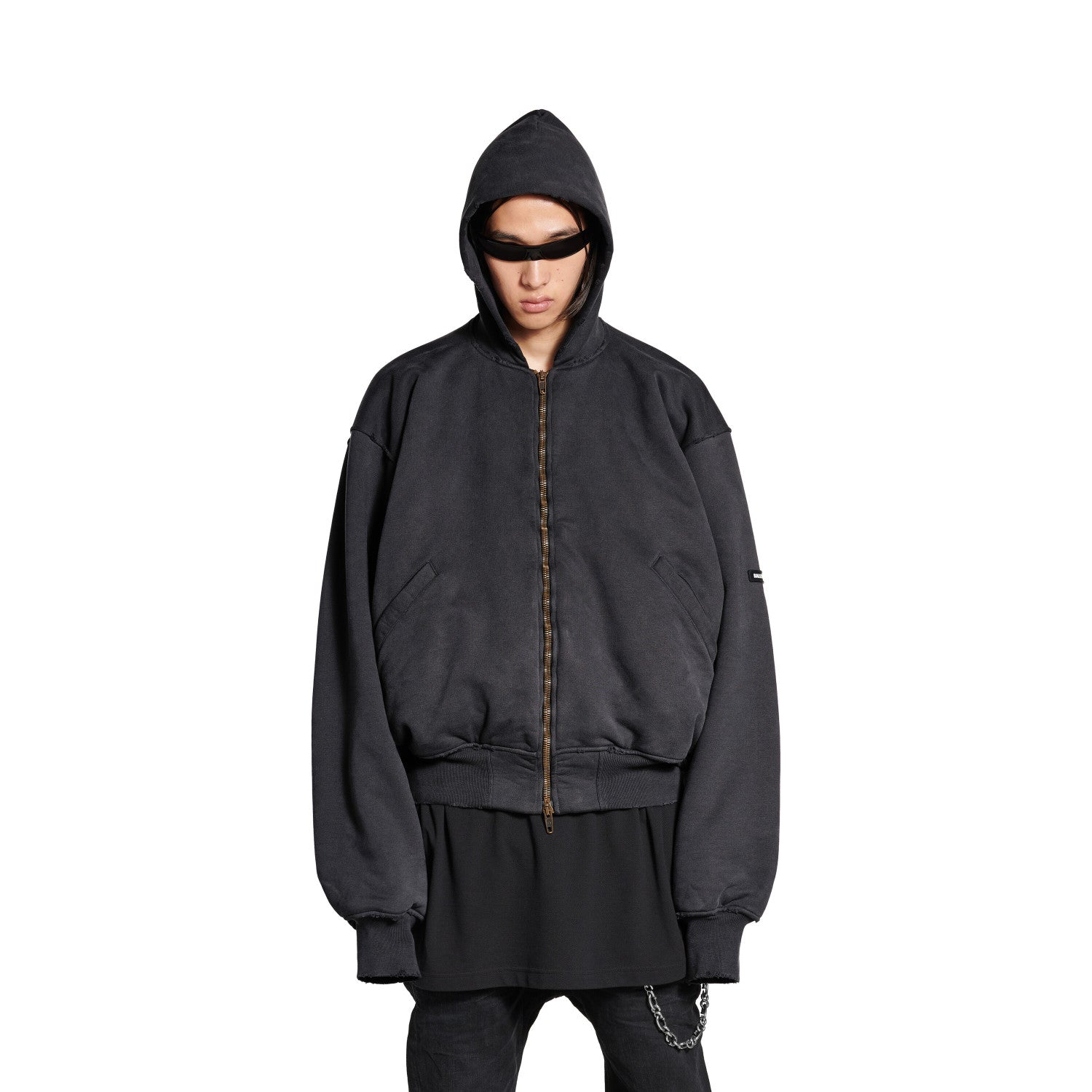 Balenciaga 25FW Men's  Hooded Bomber in Black Faded #333425