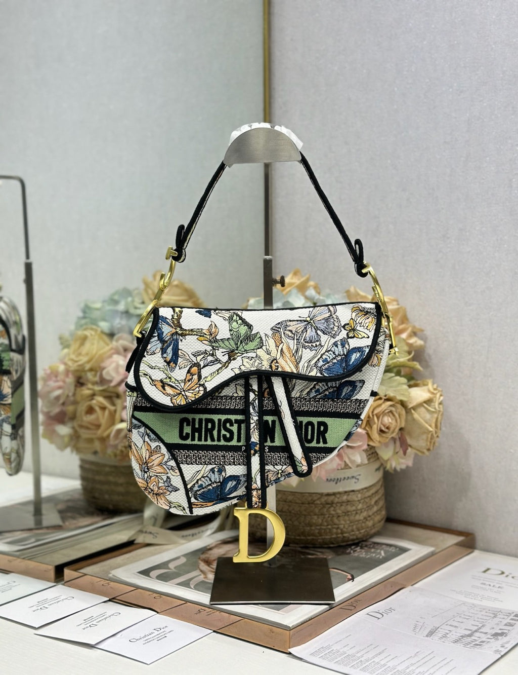Dior Women's Saddle Bag Stirrup And D-ring Charm Multi-coloured Embroidered Butterfly Design Flap Saddle Bag Handbag And Shoulder Bags M0446CESE-M918 #197332