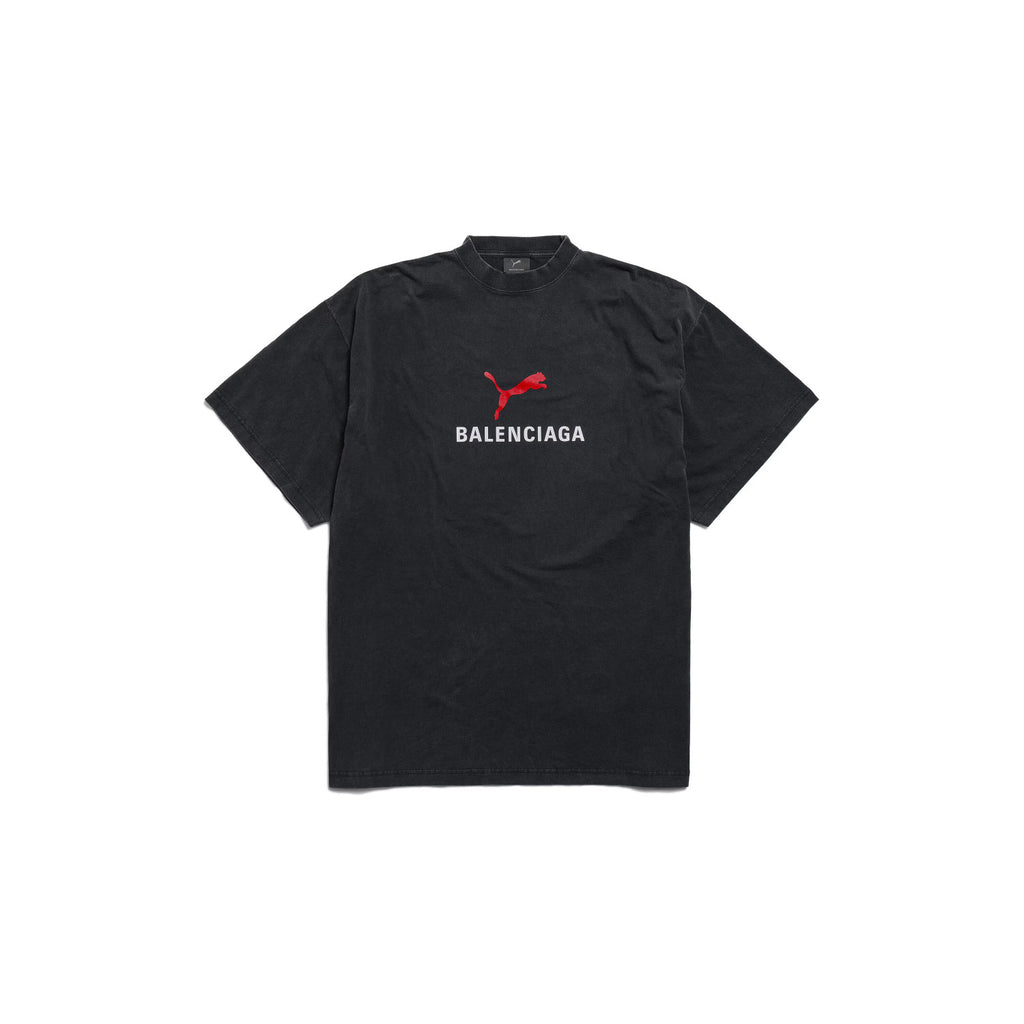 Balenciaga x Puma Men's Women's Summer Oversized Crew Neck Cotton Solid Color Short Sleeve T-Shirt #77853