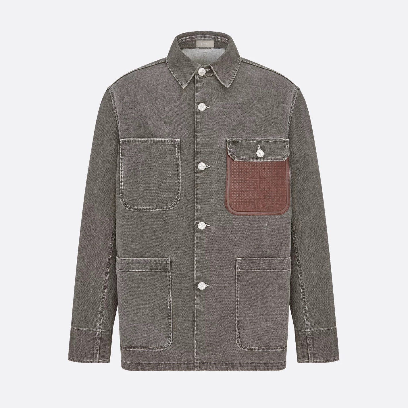 Dior Men's Spring And Fall Logo Patch Pockets Lapel Single breasted Loose Long Sleeved Denim Jacket #73474