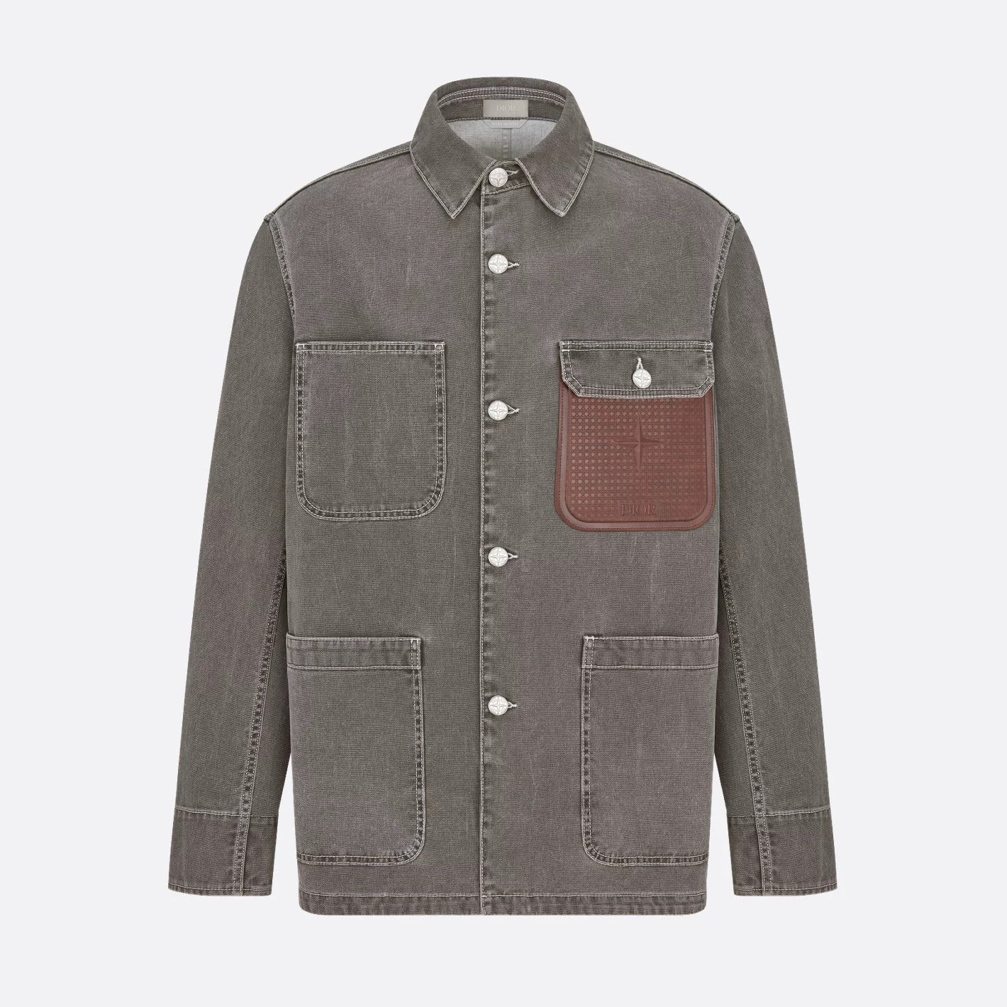 Dior Men's Spring And Fall Logo Patch Pockets Lapel Single breasted Loose Long Sleeved Denim Jacket #73474