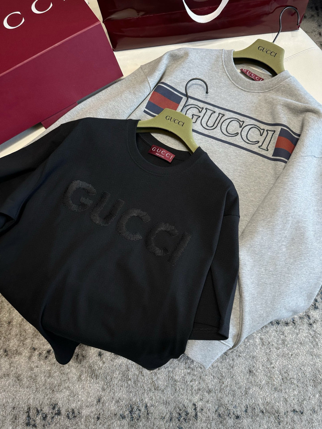 Gucci Men's Summer Solid Color Embroidered Letter Print Round Neck Cotton Short Sleeve T-Shirt #76389