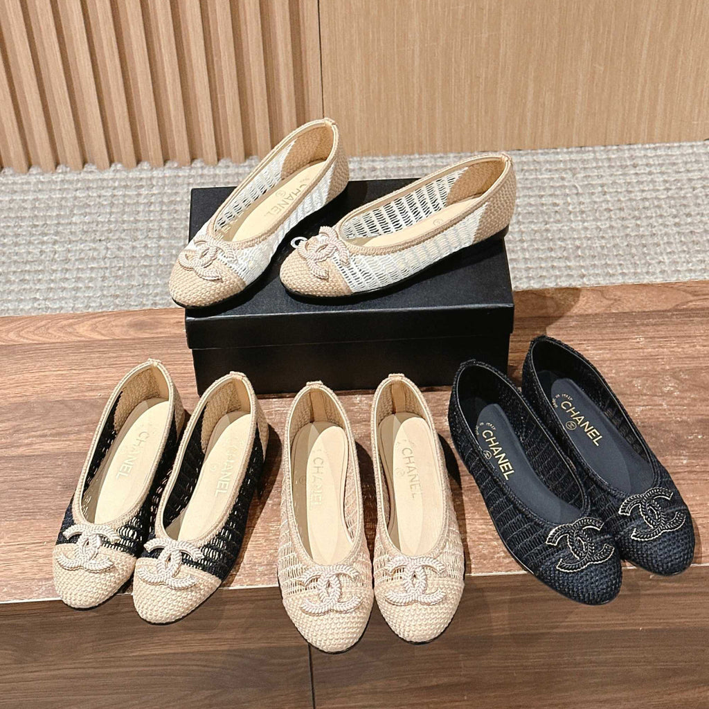 Chanel Women's Summer Solid Colour Mesh Ballet Flat Simple Dance Shoes #76748