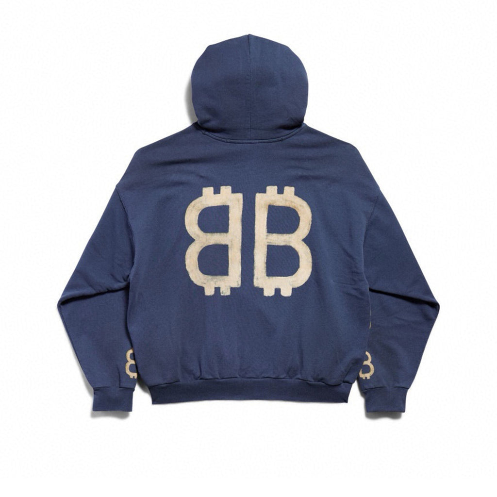 Balenciaga Men's Spring And Autumn Bitcoin Printed Logo Hooded Sweatshirt Fashion High Street Trend Long Sleeve Top Pullover Hoodies Ngvp #8692