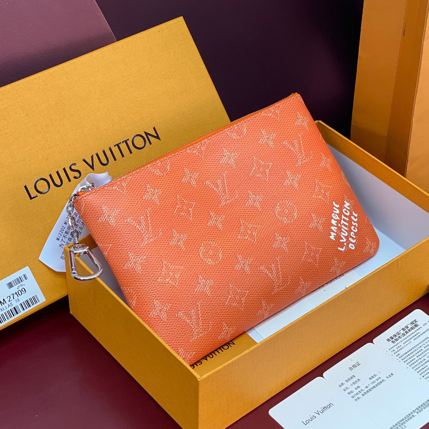 LOUIS VUITTON Medium Key Wallet Monogram Heritage Canvas Chain Hook Zipper Mini Wallet Bag Bags  Key Pouch M27109 #82262A
