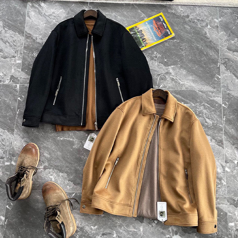 Berluti Men's Autumn And Winter Fashion Trend Casual Solid Color Jacket Long Sleeve Lapel Zipper Wool Jacket Ngvp #7584