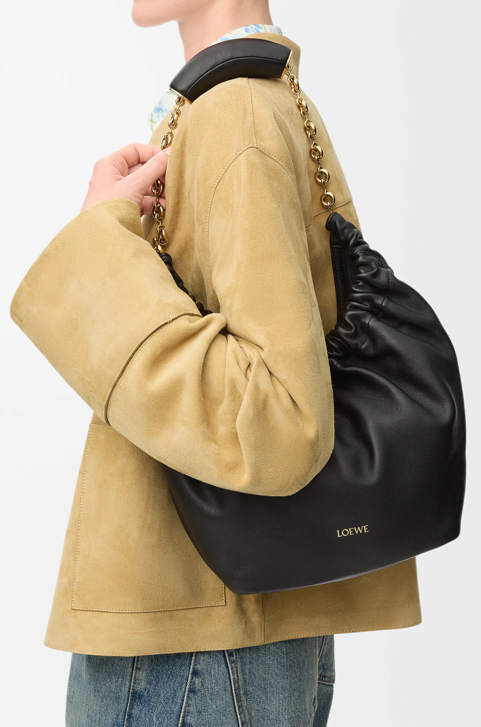 Loewe Women's Small Soft Napa Lambskin Squeeze Handbag Logo Solid Color Adjustable Shoulder Strap Crossbody Tote Bag Bags 0010948040 #81756