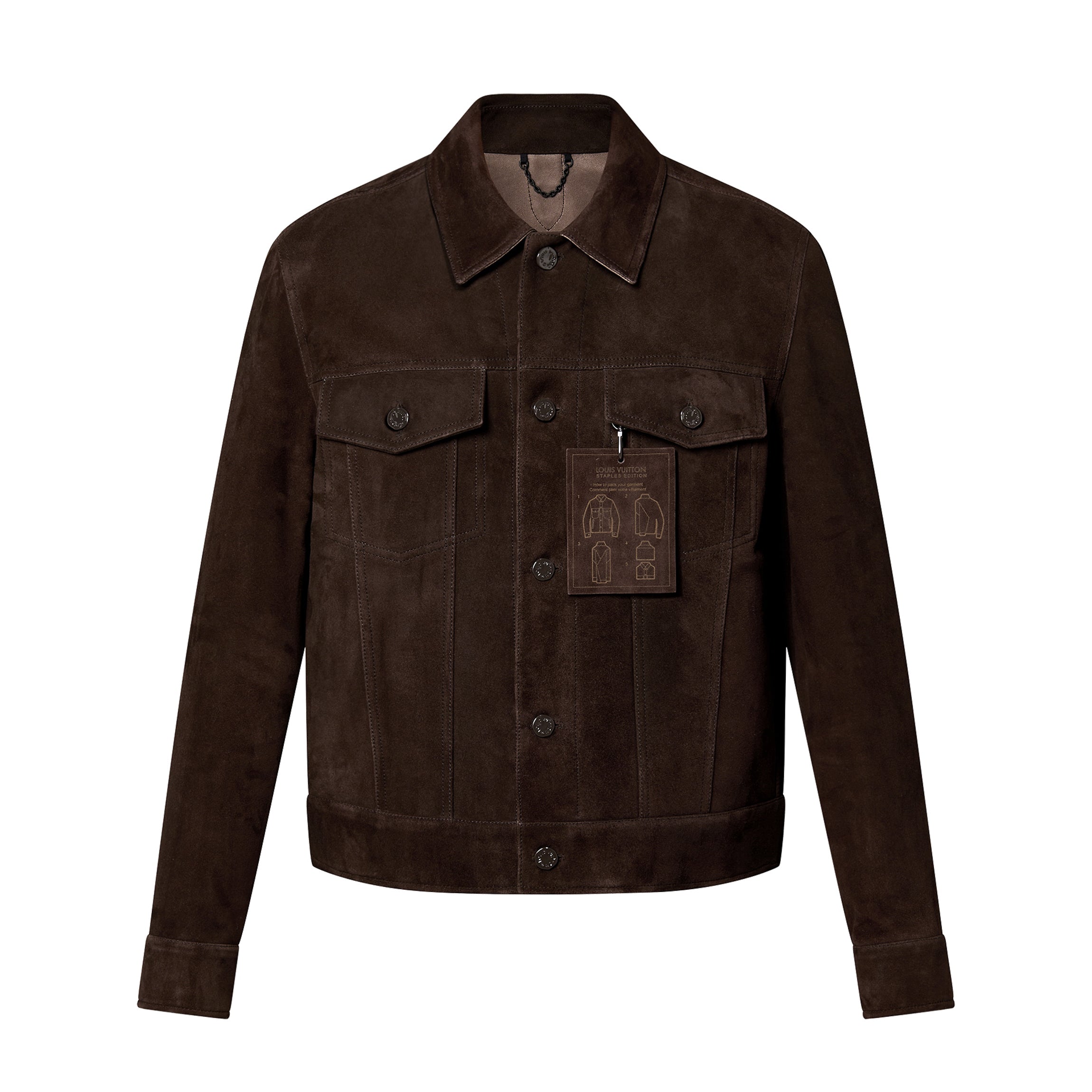 Louis Vuitton Men's Fall/Winter Dark Brown Loose Suede Denim Jacket #96992