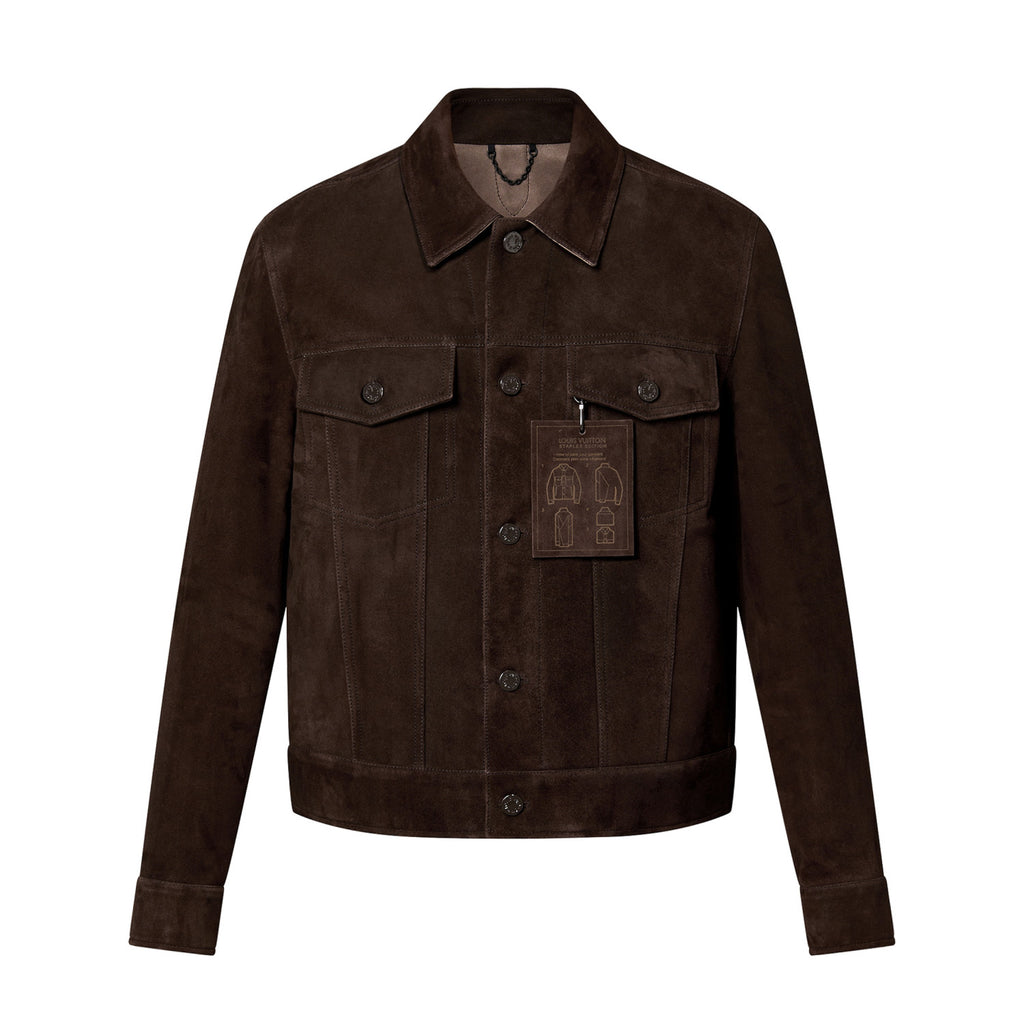 Louis Vuitton Men's Fall/Winter Dark Brown Loose Suede Denim Jacket #96992