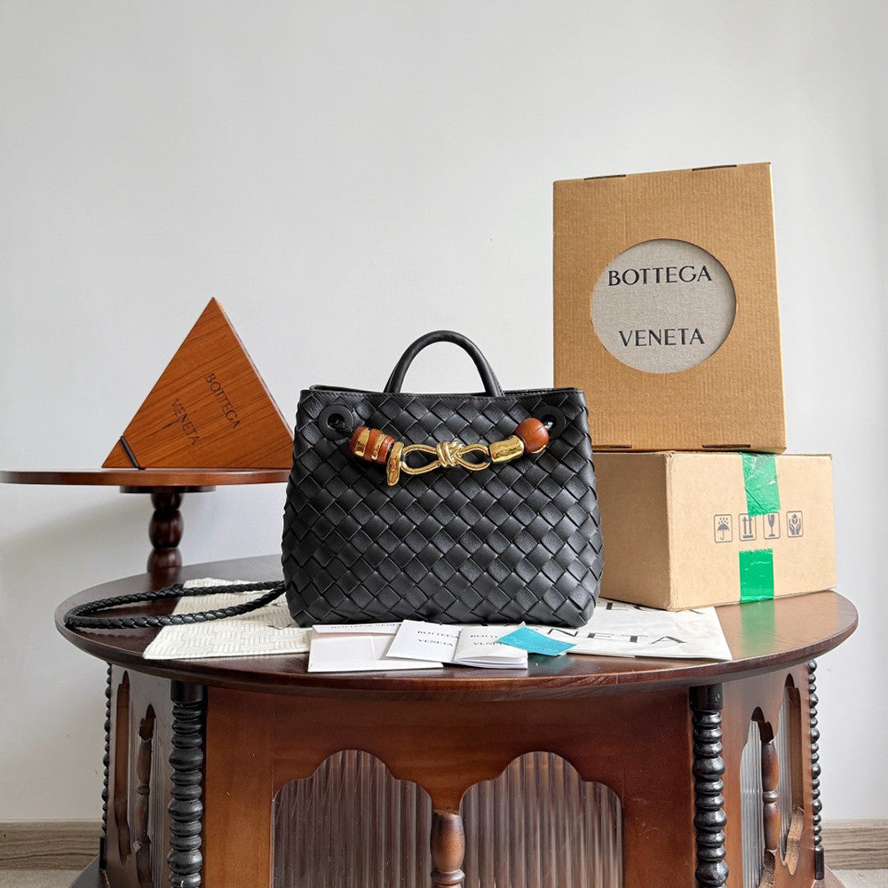 Bottega Veneta Andiamo Woven Design Leather Single Room Tote Women's Brown #332699