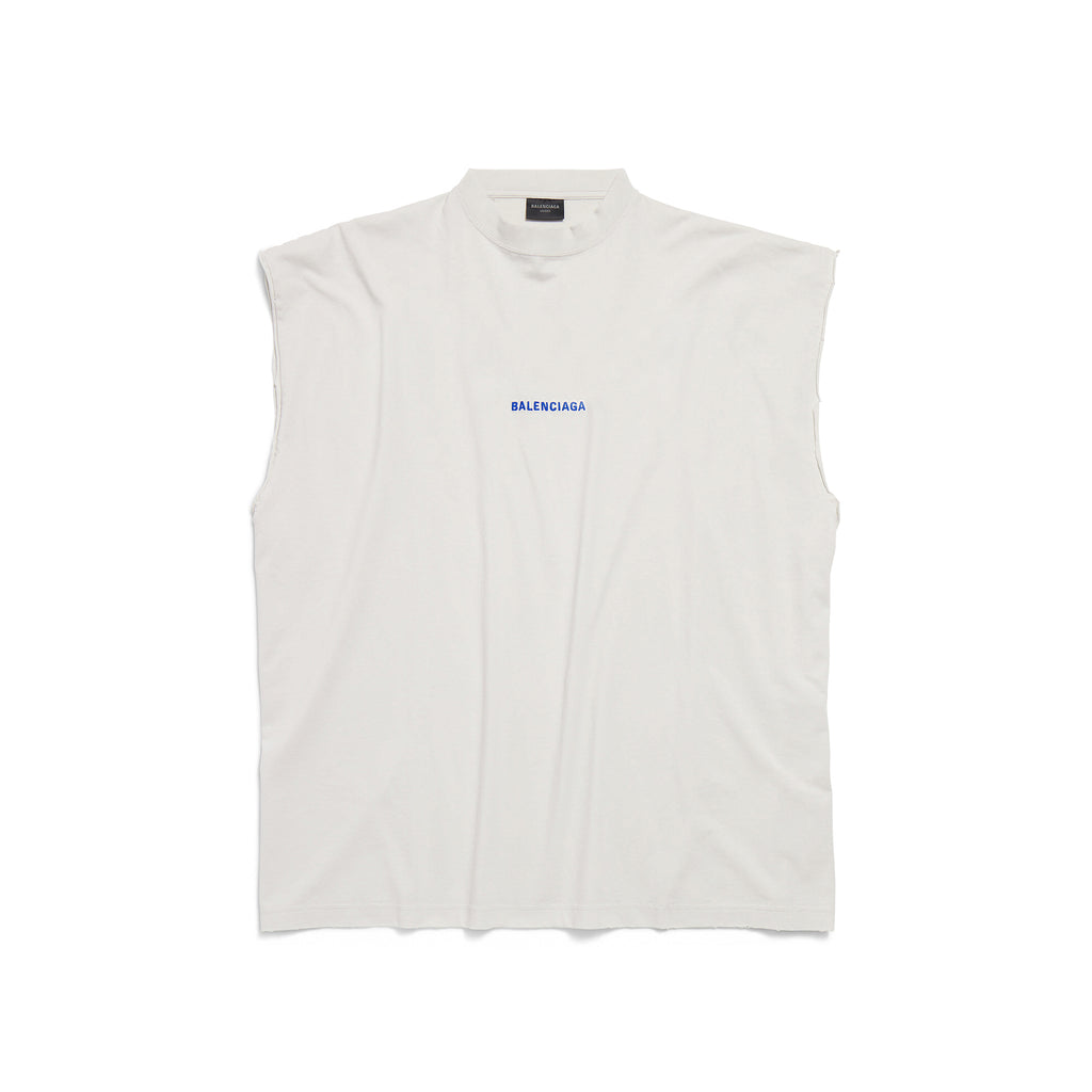 Balenciaga Men's Summer Solid Color Embroidered Letter Print Cotton Crew Neck Sleeveless Top T-Shirt #77489