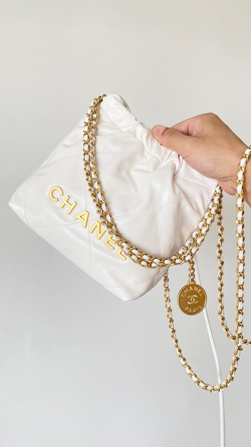 Chanel Women's Solid Color Logo Drawstring Closure Chain Shoulder Strap Glossy Calfskin Shoulder Crossbody Bag Bags #77838