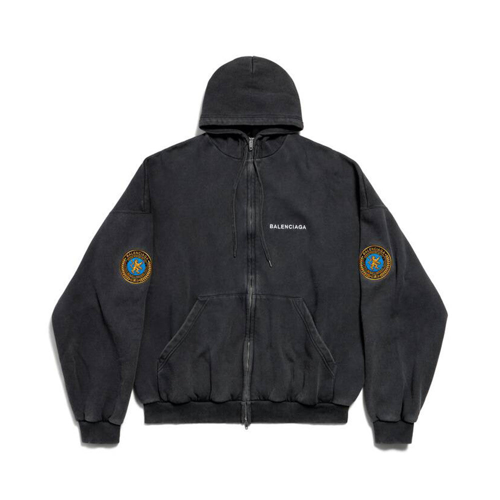 Balenciaga 25FW Hooded Zippered Short Jacket With Emblem Armband #333178