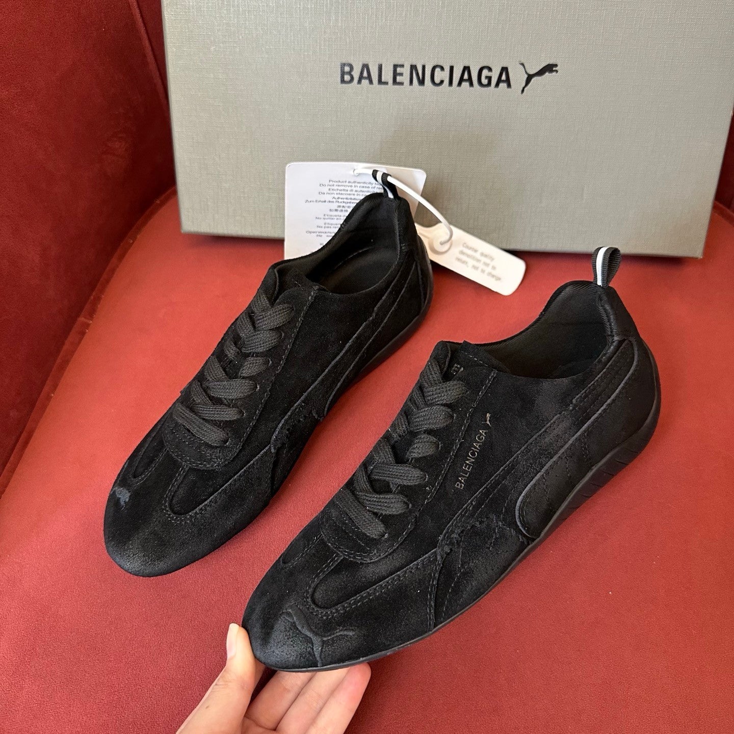 Balenciaga X Puma Women's Solid Suede Leather Low Top Lace Up Flat Sneakers Shoes #76734
