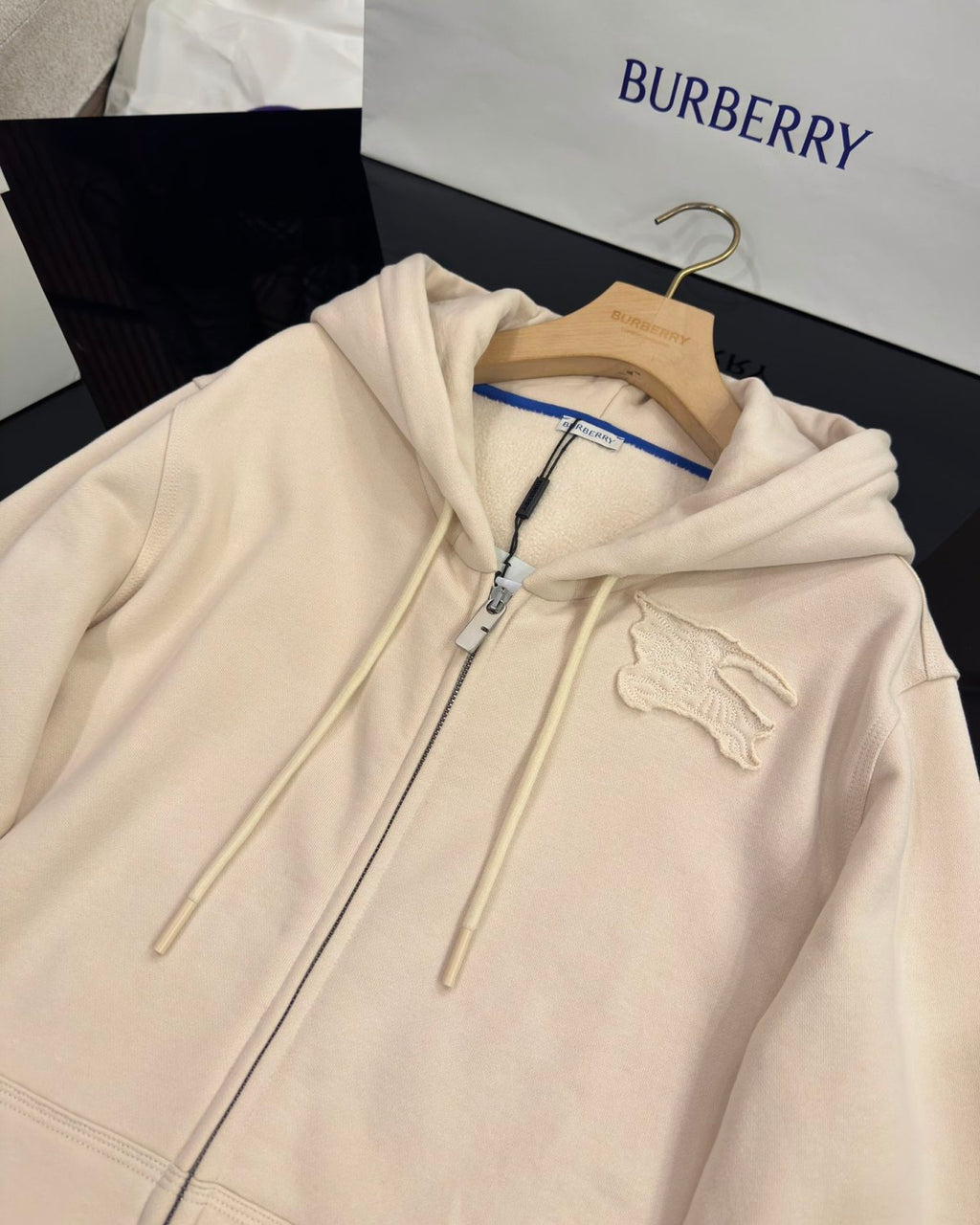Burberry Men's Spring and Autumn Embroidery Pattern Printed Cotton Hooded Zipper Long Sleeve Jacket #74741