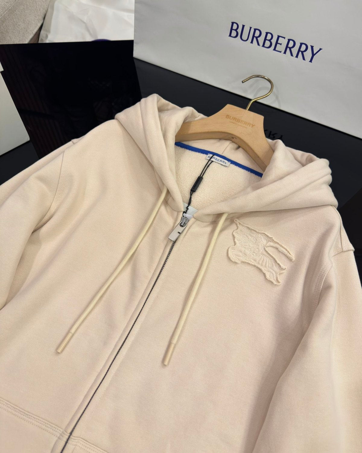 Burberry Men's Spring and Autumn Embroidery Pattern Printed Cotton Hooded Zipper Long Sleeve Jacket #74741