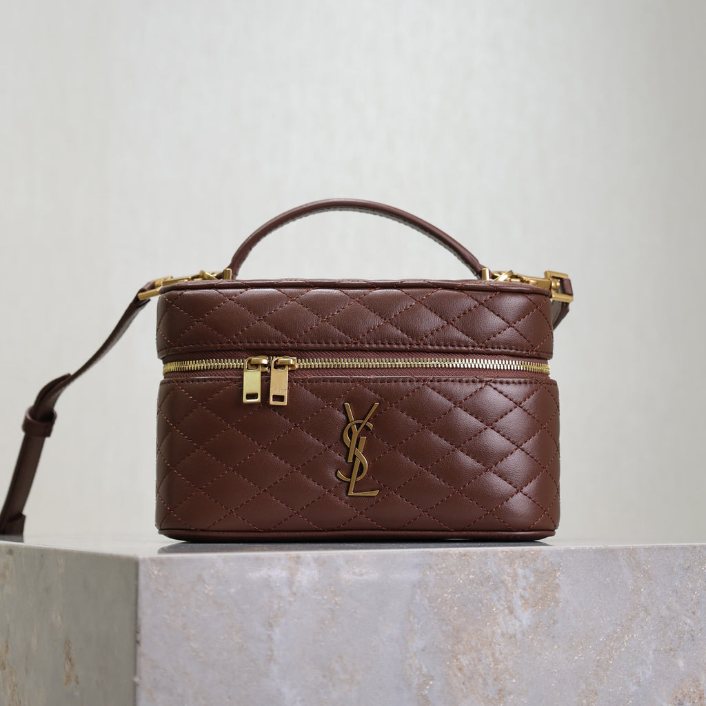 SAINT LAURENT GABY VANITY BAG Ladies Solid Color Detachable Adjustable Shoulder Strap Lambskin Shoulder Handbag Cosmetic Bag #76574