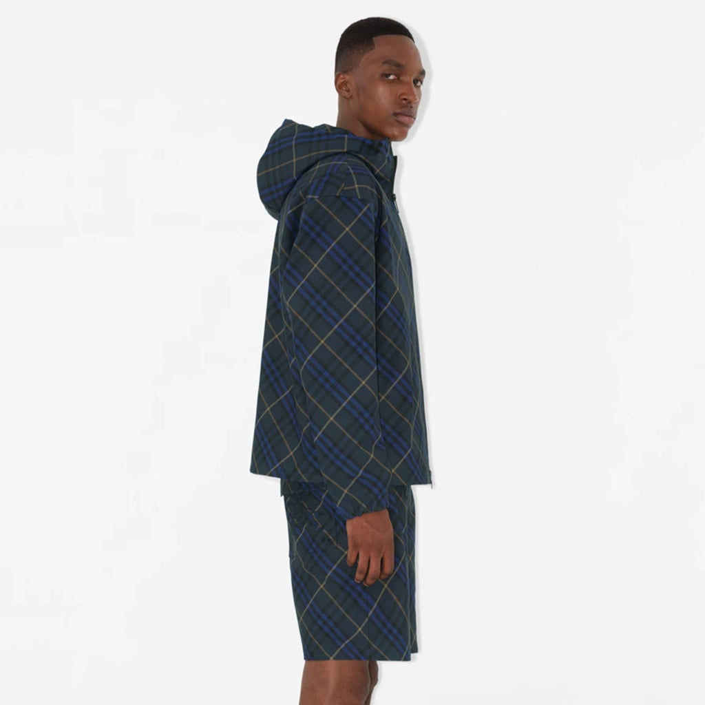 Burberry Men's Spring and Autumn Check Twill Jacket Shorts Set Equestrian Rider Logo Applique Fashion High Street Trend Hooded Jacket Drawstring Shorts Set Suit #81226