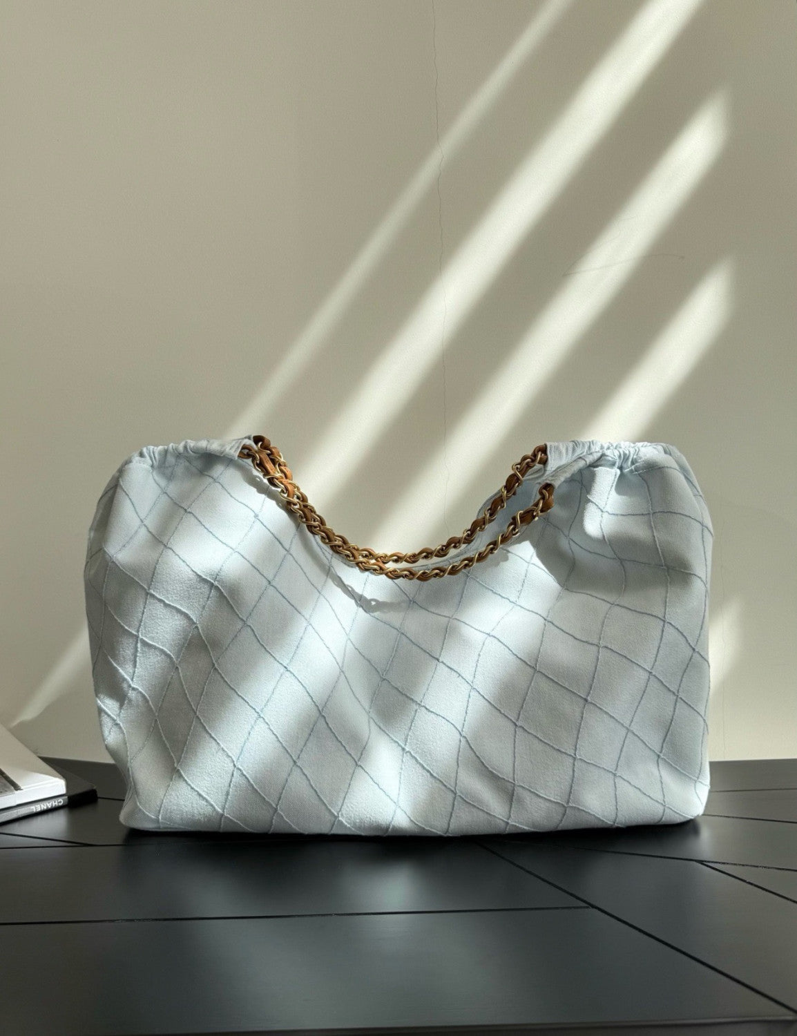 Chanel 26M Coco Beach Tote Bag In Blue Lightweight Yet Spacious With A Chain Strap That Can Be Worn Over The Shoulder Or Carried By Hand Bags Lady #197129